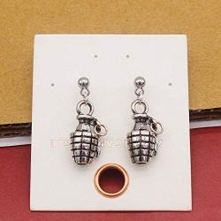 925 Sterling Silver Plated Antitank Grenade Dangle Drop Earrings For Women Girls Punk Jewelry