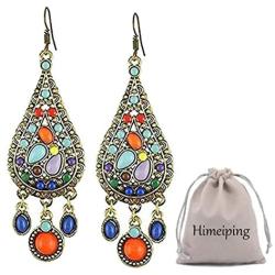 Ethnic Retro Bohemian Droplets Color Dress Mexico Gypsy Dangle Earrings