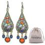 Ethnic Retro Bohemian Droplets Color Dress Mexico Gypsy Dangle Earrings