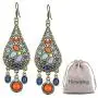 Ethnic Retro Bohemian Droplets Color Dress Mexico Gypsy Dangle Earrings Ethnic Retro Bohemian Droplets Color Dress Mexico Gypsy Dangle Earrings