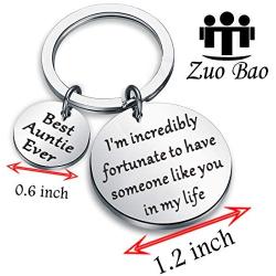 Zuo Bao Aunt Gift Best Auntie Ever Keychain Gift for Auntie from Nephew Niece Jewelry Gift Idea for Aunt Im Incredibly Fortunate to Have Someone Like You in My Life Keychain