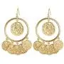 FAMARINE Vintage Tribal Chandelier Portrait Coins Hoop Drop Earrings for Women Costume Jewelry