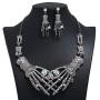 Fld Halloween Punk Collar Chunky Necklace Stud Earring Jewelry Sets Gothic Double Bone-Hand Claw Choker Statement Bib Necklace for Women
