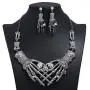 Fld Halloween Punk Collar Chunky Necklace Stud Earring Jewelry Sets Gothic Double Bone-Hand Claw Choker Statement Bib Necklace for Women