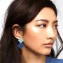 Korean version of the new paint geometric square earrings exaggerated fashion simple wild red earrings retro cold wind female