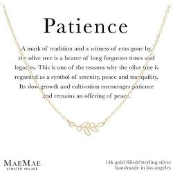 Olive Branch Patience Necklace, Bracelet, 14k Gold Filled Chain, Vermeil Charm