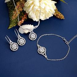 EVER FAITH 925 Sterling Silver CZ Elegant Knot Teardrop Pendant Necklace Earrings Bracelet Set Clear