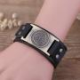 My Shape Vintage Punk Scandinavian 24 Norse Runes Charm Adjustable Wristband Cuff Leather Bracelet Mans Jewelry (Antique Gold,Black)