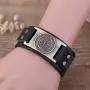 My Shape Vintage Punk Scandinavian 24 Norse Runes Charm Adjustable Wristband Cuff Leather Bracelet Mans Jewelry (Antique Gold,Black)