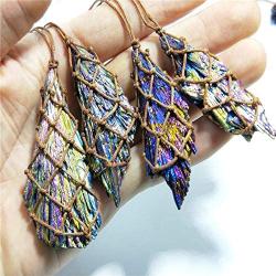 tqyzkh Natural Black Tourmaline Crystal Necklace, Healing Crystal Chakra Necklace with Braided Rope Quartz Jewelry for Men Women Gift