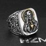 HZMAN Vintage Silver Gold Tone Jesus Blessing Christian Stainless Steel Rings for Men Women Religious Band