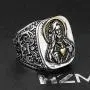 HZMAN Vintage Silver Gold Tone Jesus Blessing Christian Stainless Steel Rings for Men Women Religious Band HZMAN Vintage Silver Gold Tone Jesus Blessing Christian Stainless Steel Rings for Men Women Religious Band
