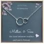 EFYTAL Mother Son Necklace, Sterling Silver Two Interlocking Infinity Circles,Mothers Day Jewelry Birthday Gift