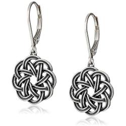 Sterling Silver Celtic Knot Lever-Back Drop Earrings