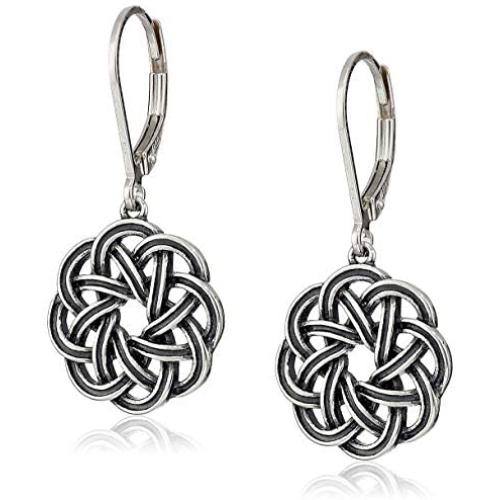 Sterling Silver Celtic Knot Lever-Back Drop Earrings