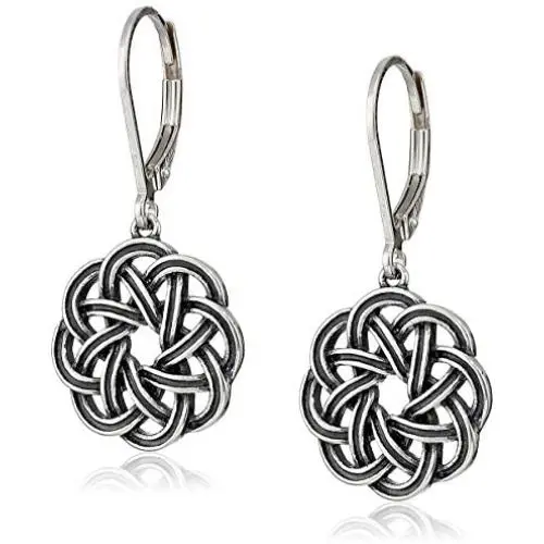 Sterling Silver Celtic Knot Lever-Back Drop Earrings Sterling Silver Celtic Knot Lever-Back Drop Earrings