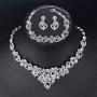 mecresh Clustered Crystal Rhinestone Flower Bridal Necklace Teardrop Dangle Earrings Jewelry Sets for Women Gift