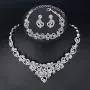 mecresh Clustered Crystal Rhinestone Flower Bridal Necklace Teardrop Dangle Earrings Jewelry Sets for Women Gift