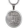 CERAMIC GESTALT Unique Tungsten Medallion Necklace. Platinum Style Stainless Steel Tree of Life Inlay.