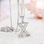 FANZE Womens 925 Sterling Silver Cubic Zirconia Initial Alphabet A-Z 26 Letters Pendant Necklace Birthday Gift