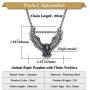 Xusamss Punk Rock Titanium Steel Wings Eagle Pendant Necklace,24inhes Link Chain