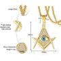 PJ Jewelry All Seeing Eyes Illuminati Stainless Steel Freemasonry Masonic Symbol CZ Pendant Necklace for Men