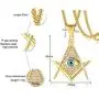 PJ Jewelry All Seeing Eyes Illuminati Stainless Steel Freemasonry Masonic Symbol CZ Pendant Necklace for Men PJ Jewelry All Seeing Eyes Illuminati Stainless Steel Freemasonry Masonic Symbol CZ Pendant Necklace for Men