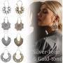 FIBO STEEL 8 Pairs Vintage Mandala Flower Gypsy Drop Dangle Earrings for Women Boho Retro Tribal Hollow Earrings Set