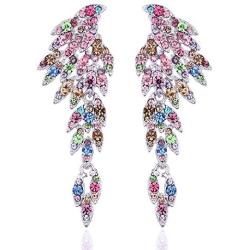 mecresh Angel Wings Vintage Style Wedding Crystal Rhinestone Cluster Chandelier Hollow Dangle Earrings