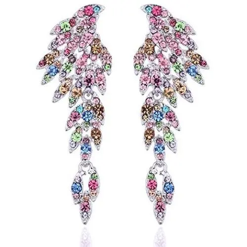 mecresh Angel Wings Vintage Style Wedding Crystal Rhinestone Cluster Chandelier Hollow Dangle Earrings mecresh Angel Wings Vintage Style Wedding Crystal Rhinestone Cluster Chandelier Hollow Dangle Earrings
