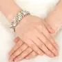 EVER FAITH Silver-Tone Austrian Crystal Cream Simulated Pearl Ribbon Knot Elastic Stretch Bracelet Clear EVER FAITH Silver-Tone Austrian Crystal Cream Simulated Pearl Ribbon Knot Elastic Stretch Bracelet Clear