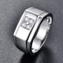 BONLAVIE 10mm 925 Sterling Silver Mens Wedding Ring Round Cut Cubic Zirconia Engagement Ring for Men Comfort Fit Wedding Band Size 7-13