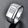 BONLAVIE 10mm 925 Sterling Silver Mens Wedding Ring Round Cut Cubic Zirconia Engagement Ring for Men Comfort Fit Wedding Band Size 7-13