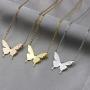 Joycuff 18K Gold Dainty Butterfly Necklaces for Women Tiny Pendant Cute Stainless Steel Jewelry Delicate Personalized Initial Charm Minimalist Necklace