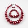 KOSMOS-LI Womens Large Big Simulated Pearl Statement 19'' Necklace Bracelet and Earrings Jewelry Set
