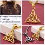 FaithHeart Triangle Celtic Knot Necklace Stainless Steel Vintage Irish Pendant Jewelry for Men Women with 24 Inch Chain (Silver/Gold)