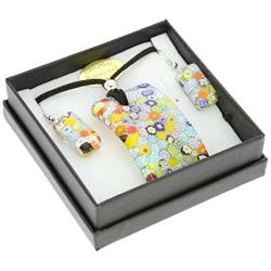 GlassOfVenice Murano Glass Millefiori Necklace and Earrings Set