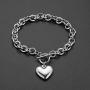Heart Pendant Necklace Toggle Chain Heart Bracelet Chain Set Stainless Steel Charm Love Heart Jewelry Set Silver Love Heart Shape Pendant Choker Necklace Valentines Gifts for Women Girls