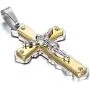OIDEA Stainless Steel Celtic Irish Knot Cross Pendant Necklace,Dual Layer Two-Tone Jesus Crucifix Cross