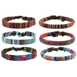 HZMAN Mix 6 Wrap Bracelets Men Women, Hemp Cords Ethnic Tribal Bracelets Wristbands