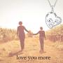 925 Sterling Silver Mother Daughter Jewelry Elephant Heart Pendant Necklace Engraved love you more for Women Girls