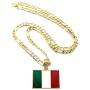 GWOOD Italy Flag Small Pendant Necklace with Figaro Chain 24 Inches Long