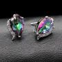 Uloveido Fashion Wedding Anniversary Jewelry Set for Women Red Purple Crystal Necklace Studs Ring Jewelry Set for Girls T300