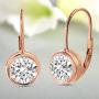 MIA SARINE Sterling Silver 8mm Round Bezel Set Solitaire Cubic Zirconia Leverback Earrings for Women