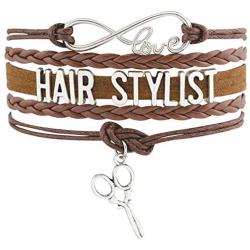 Tattooshe nfinity Love Hairstylist Bracelets & Bangles Scissor Charm Braided Leather Bracelet wrap Jewelry