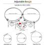 lauhonmin Sister Bangle Bracelets for Big Sister Little Sister Heart Charms Double Pendant Pack of 2