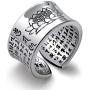 999 Sterling Silver Ring Men Ring Vintage Opening Adjustable Female Women Rings Silver Buddhist Heart Sutra Signet Jewelry