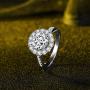 JIANGYUE Classic 3 Carats AAA Diamond Cubic Zirconia Engagement Wedding Rings for Women 14K White Gold Big Main Stone Cocktail Halo Rings Size 5 6 7 8 9 10