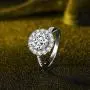 JIANGYUE Classic 3 Carats AAA Diamond Cubic Zirconia Engagement Wedding Rings for Women 14K White Gold Big Main Stone Cocktail Halo Rings Size 5 6 7 8 9 10