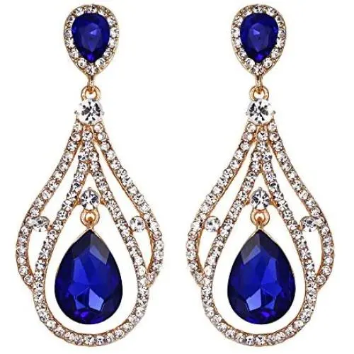 BriLove Womens Wedding Bridal Crystal Peacock Feather Shape Teardrop Chandelier Dangle Earrings BriLove Womens Wedding Bridal Crystal Peacock Feather Shape Teardrop Chandelier Dangle Earrings